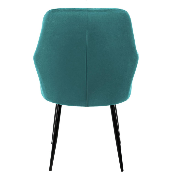 ECD Germany 6 стільців для їдальні з підлокітниками та спинкою, м'які крісла з велюровим покриттям, металеві ніжки, ергономічні стільці для обіднього столу, бірюзовий колір