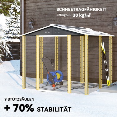 Металевий сарай для інструментів, стійкий до погодних умов та нержавіючий, із замком, розміром 2,40 x 2,06 x 1,98 м, темно-сірого кольору