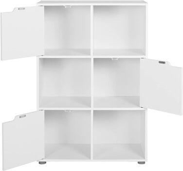 Книжкова шафа Книжкова шафа Стояча полиця для зберігання Перегородка кімнати Офісна полиця Шафа для документів, з 3 дверцятами, 6 відділеннями, 29 x 91 x 59,6 см, білий SK001ws