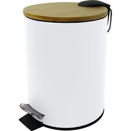 Триметровий контейнер для відходів бамбук, 3 літри, з бамбуковою кришкою, металевий контейнер з безшумним закриттям, (білий), 2404495-