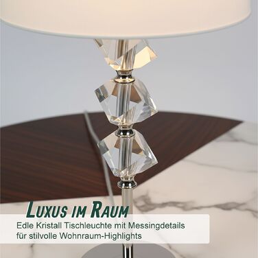 Настільна лампа Relaxdays з кришталевим декором та шовковим абажуром
