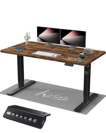 Дитячий стіл Airfish з регулюванням висоти 80x60 см, електричний, з функцією пам'яті. Стол для дому/офісу, стоячи/сидячи. Колір: Коричневий.