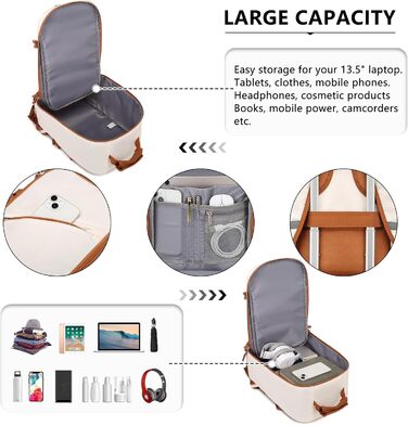 Кабінний рюкзак Kono 40x20x25 см для Ryanair, 20L, мінімалістичний (бежевий/коричневий)