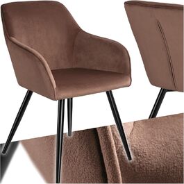 Тумба Teka з м'яким сидінням з велюру, крісло для вітальні, оббитий офісний стілець з чорними металевими ніжками, стілець для туалетного столика - коричневий/чорний (1 шт.)