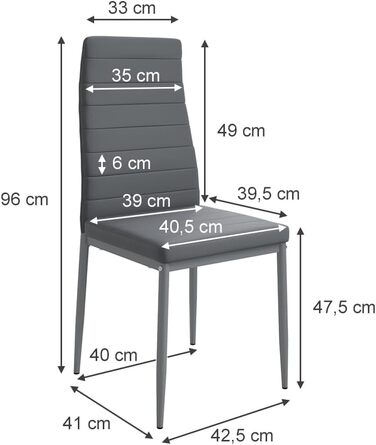 Набір обідніх столів Vicco Grand, 120x75см, 4 стільці, сірий