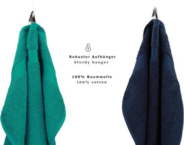 Набір рушників преміум-класу 100 бавовна 2 рушники для душу 4 рушники для рук 2 рушники для гостей 2 рукавички для прання Колір смарагдово-зелений та темно-синій, 10-TLG.