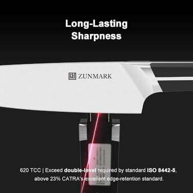 Набір ножів 14 предметів з бруском, кухонний набір ножів з дерев'яним бруском, леза з німецької сталі X50CrMoV15 (шеф-ніж, сантоку, ніж для стейка, ніж для овочів, ножиці). Чорний колір.