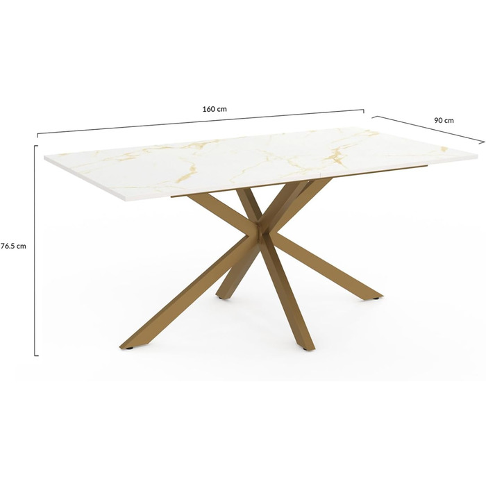 Обідній стіл Alix, прямокутний, 8 місць, металеві ніжки 