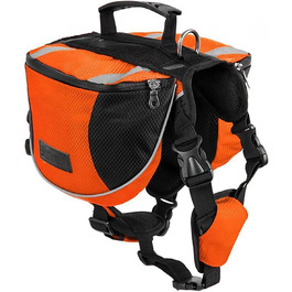 Поліефірна сідельна сумка Lifeunion для собак, для подорожей, кемпінгу, піших прогулянок, сідельна сумка для маленьких, середніх і великих собак l Помаранчевий