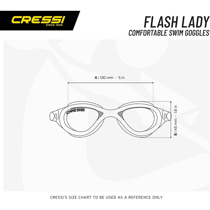 Окуляри для плавання Cressi Flash преміум-класу для дорослих із захистом від запотівання і 100 захистом від ультрафіолету (один розмір підходить всім, білі / прозорі копчені лінзи)