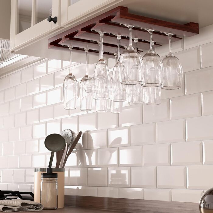 Настінна полиця для келихів Rustic State Eze, 4 секції, на 12 келихів, 30.5 см, махагон