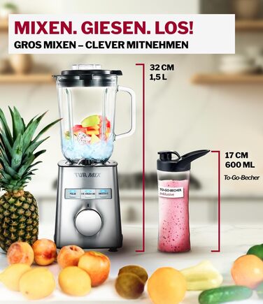 Бездротовий занурювальний блендер Turmix CX 422 з набором аксесуарів: чаша, подрібнювач, віночок, підставка – 1800W, Li-Ion, для універсальної кухні