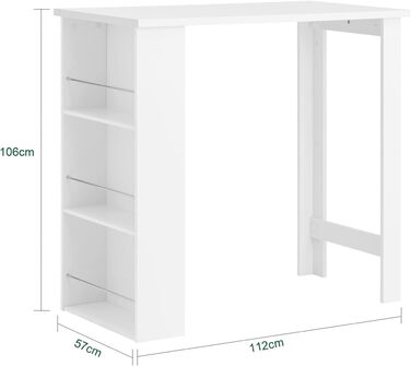 Барний стіл SoBuy FWT17-W з 3 полицями, білий, BHT 112x106,5x57см