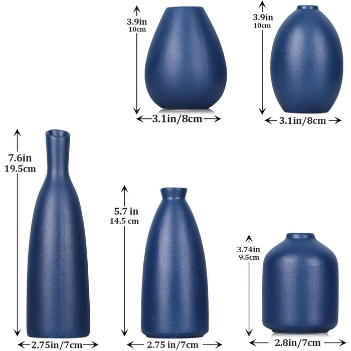 Набір з 5 блакитних керамічних ваз 