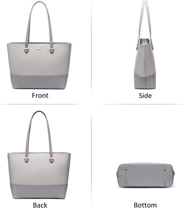 LOVEVOOK Сумка-шоппер для жінок, велика жіноча сумка, шкіряна сумка LOVEVOOK, 3-частинний набір (світло-сірий/темно-сірий)