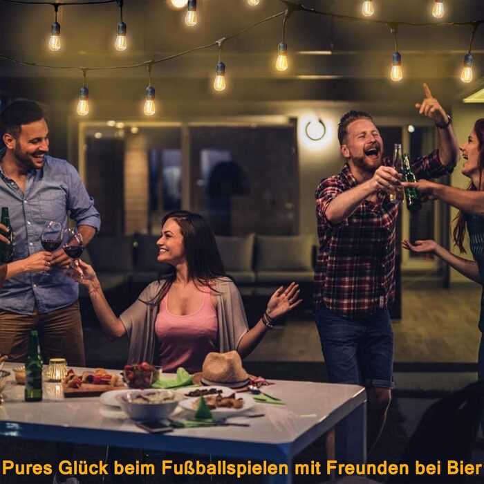 Ланцюжок прикрас для зовнішнього використання 30 м, ST45, LED, E27, тепле біле світло 2700K, IP65, вологостійкий, 30 x 1W, скляні лампочки S14 для вечірок та святкування