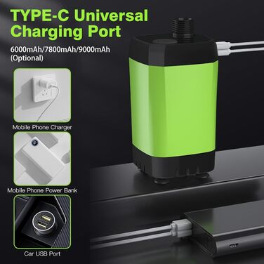 Набір для душу на кемпінг Green 6000mAh з цифровим дисплеєм та регулюванням, для дому та подорожей