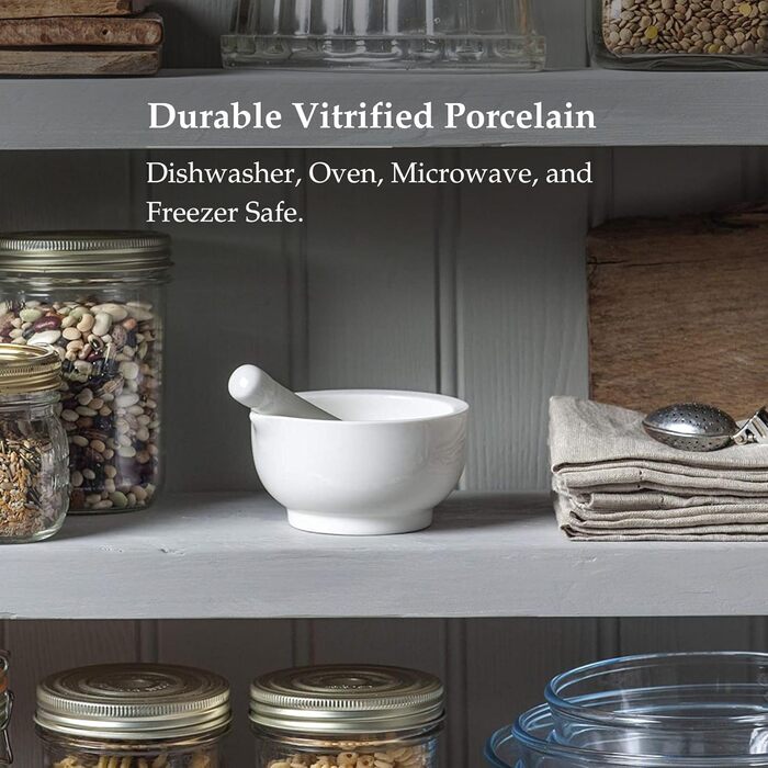 Традиційний ступка та товкачок Bartleet & Sons, порцеляна, 11 см, білий - для трав та спецій