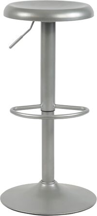 Набір з 2 барних стільців CLP Williston, регульована висота, з підставкою для ніг, обертаються, з захистом для підлоги, срібний колір