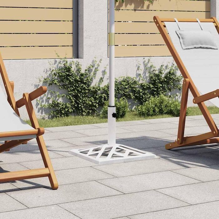 Підставка для парасольки від сонця, підставка для парасольки, основа для парасольки, тримач для парасольки, тримач для парасольки від сонця, лита залізна підставка, білий колір, 45x45x30 см