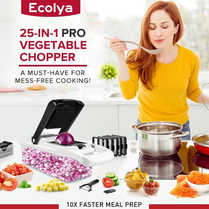 Багатофункціональний набір для нарізки овочів 25-в-1: слайсер, спіралайзер, нарізчик, шинкувальник, з контейнером, з нержавіючої сталі