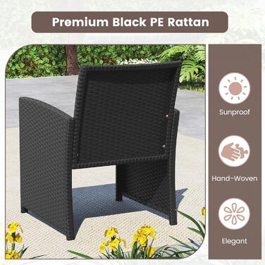 Садовий набір меблів COSTWAY з ротангу для балкона та тераси: диван, 2 крісла, стіл, подушки (сірий + чорний)