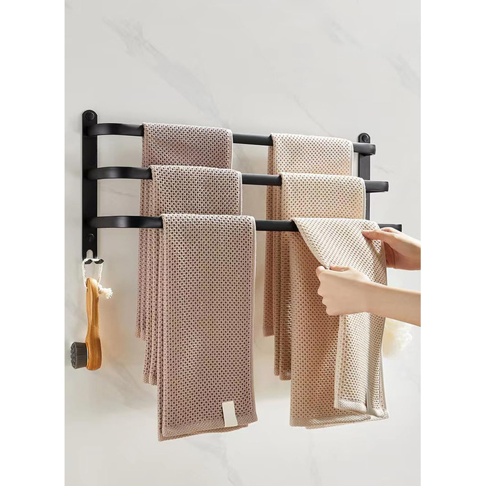 Тримач для рушників без свердління, срібний, для ванної кімнати, настінний, комплект аксесуарів, для кухні, 60 см