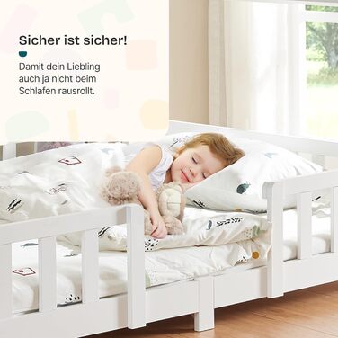 Дитяче ліжко Treviolo від en.casa: ліжко-хала з захистом від падіння, монтайсорі, з ламелями, з сосни, біле