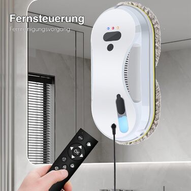 Робот для миття вікон, 5600 Па, електричний, 3 режими миття, інтелектуальна навігація, розпізнавання країв, з пультом дистанційного керування, бак 40 мл, для гладких поверхонь