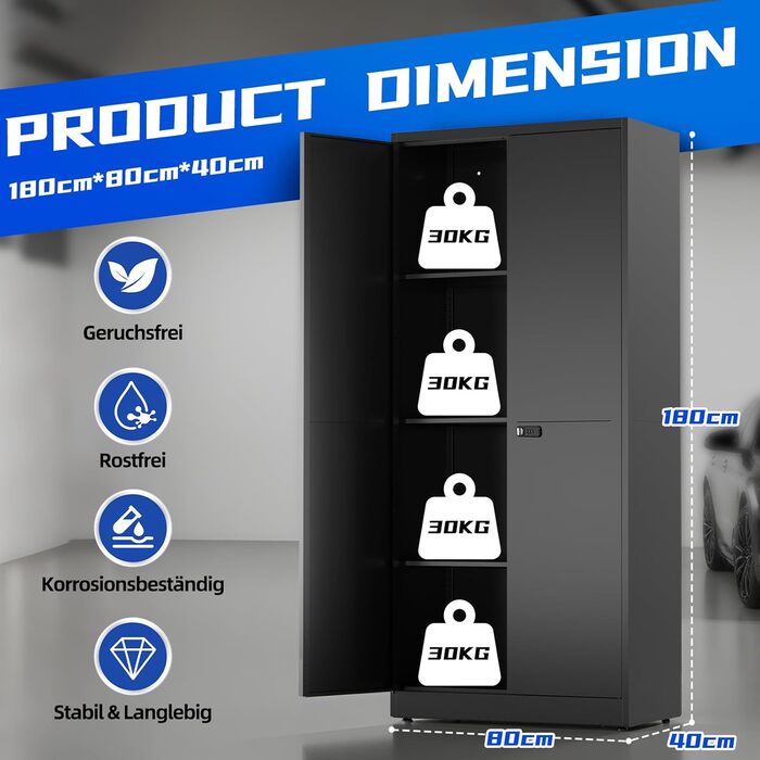 Металевий шафа-сейф для документів, 90х80х40 см, білий. З комбінаційним замком, регульовані полиці. Підійде для гаража, офісу, вітальні, підсобки.