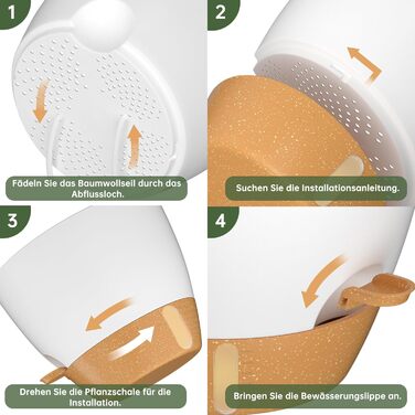 Набір горщиків для квітів ZMTECH 25 см з підставкою, пластикові пересаджувальні горщики з автополивом, квіткові горщики з індикатором рівня води для дому/саду (2 шт.,) (Білий, 15 см (5 шт.))