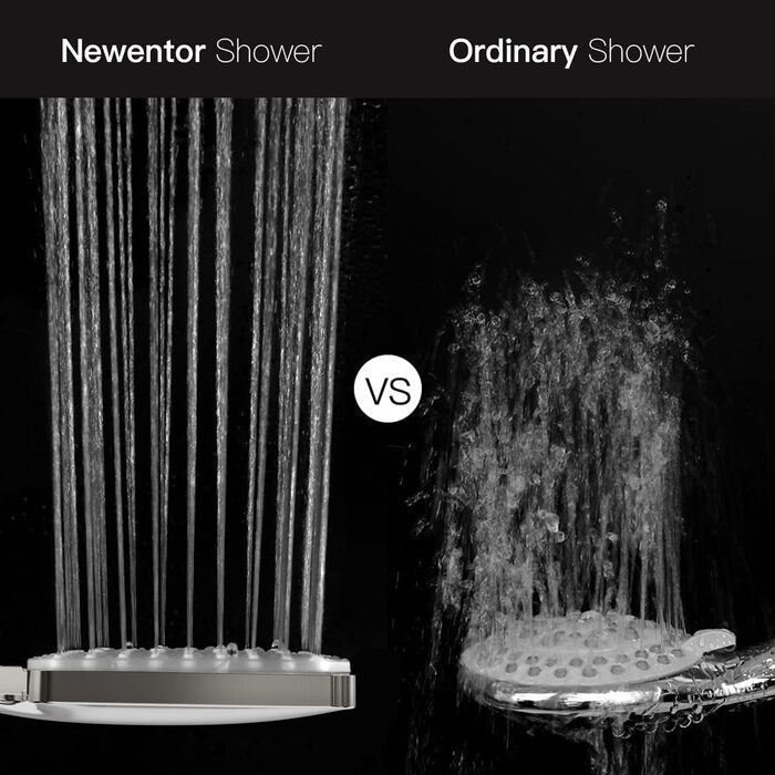 Насадка для душу Newentor з 6 режимами, велика, економна, високого тиску, золота (без шланга)