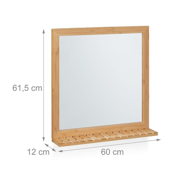Дзеркало для стіни Relaxdays з бамбуковою полицею