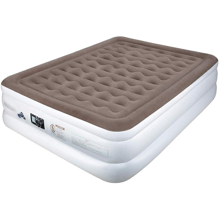 Надувне ліжко Etekcity EAM-ET2/EAM-DQE1: односпальне, для кемпінгу, 203x152x46 см, біле/коричневе