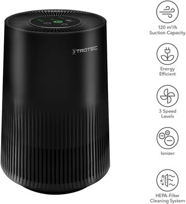 Повітряочисник Trotec AirgoClean 11 E: HEPA-фільтр для алергіків, до 15 м², 3 швидкості, видаляє 99,97% частинок, для курців, енергоефективний