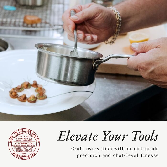 Каструля для розігрівання масла Made In Cookware, 1.7 л, нержавіюча сталь, 5-шарова конструкція, професійний посуд, з Італії, сумісна з індукцією