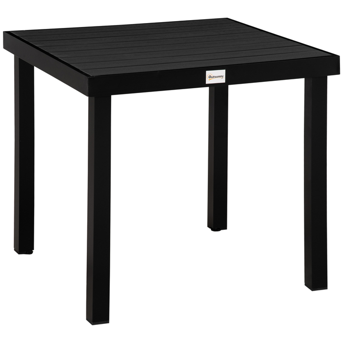 Outsunny Garden Table на 4 персони Компактний обідній стіл з простого у догляді алюмінію, пластику, чорного 80x80x74см для садових меблів