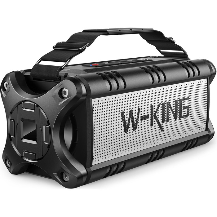Портативна Bluetooth колонка W-KING 90W з глибоким басом, водонепроникна IPX6, Powerbank, AUX, TF, NFC, 40 годин роботи, EQ, чорно-біла