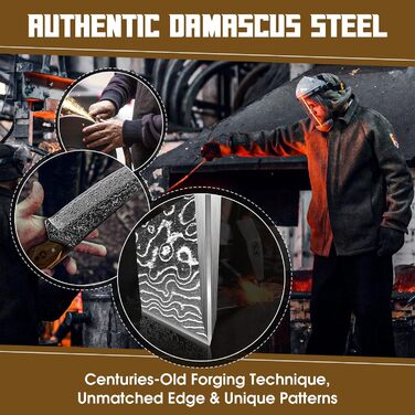 Ніж кухарський Damast від TAN REN, професійний ніж з дамаської сталі, з подарунковою коробкою, ручної роботи, для м'яса, надзвичайно гострий