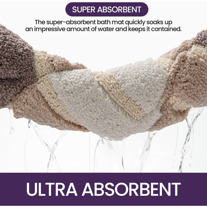 Дексі 2 шт. килимок для ванної кімнати, антиковзний, 40 x 60 см, м'який, швидковисихаючий, для ванної, душу, ванни (2 шт., бежевий)