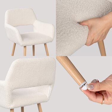 Комплект з 2 стільців для обідньої зони Cosy: м'які, з підлокітниками, білі, 56x56x78 см