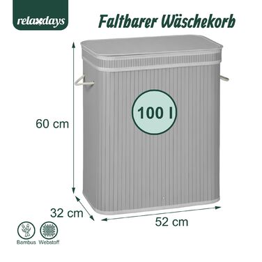 Кошик для білизни Relaxdays з бамбука з 2 відділеннями