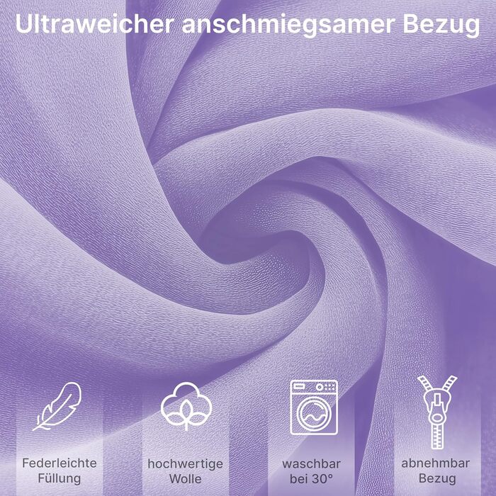 Подушка для вагітних ELONEO NEU для сну на боці, подушка для годування, XXL, фіолетова, знімний чохол, подушка для читання, пральна