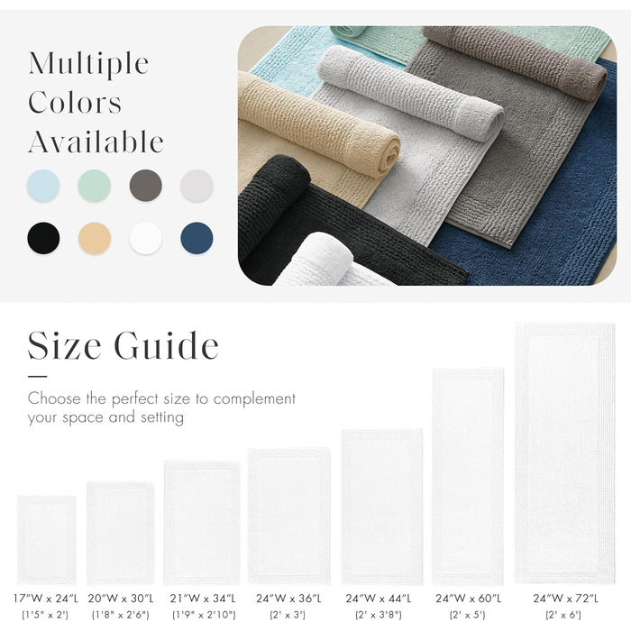 Килимок для ванної кімнати Madison Park Signature Splendor, 100% бавовна, високий ворс, 3000 г/м², готельна якість, білий, 53 x 86 см