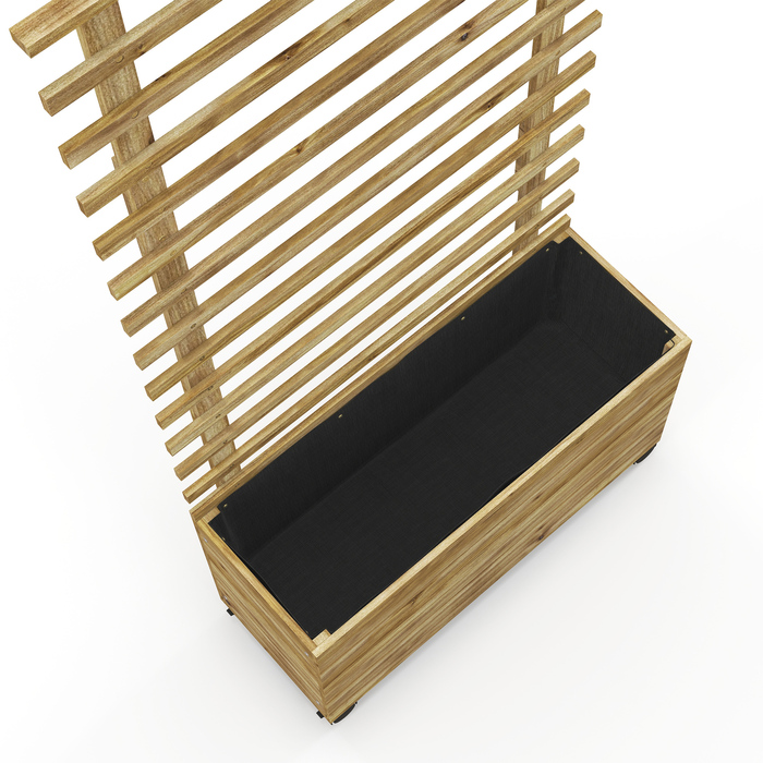 Квітник з опорою, на 4 колесах, з натурального дерева, вологостійке покриття, 76 x 30 x 155 см