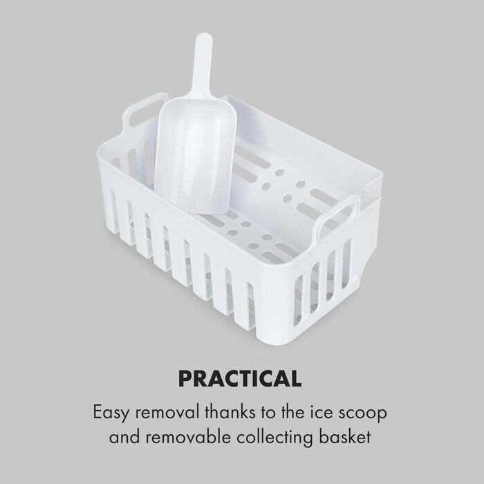 Машина для приготування льоду Klarstein Eiswürfelmaschine, 1.5L, 12 кг/день, срібна