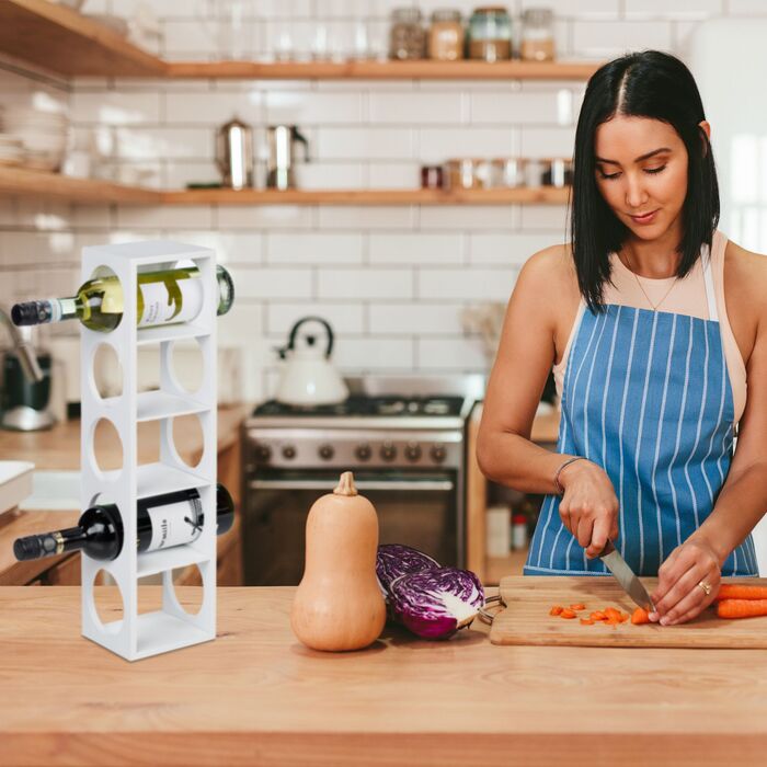 Стильна полиця для вина Relaxdays з бамбука білого кольору