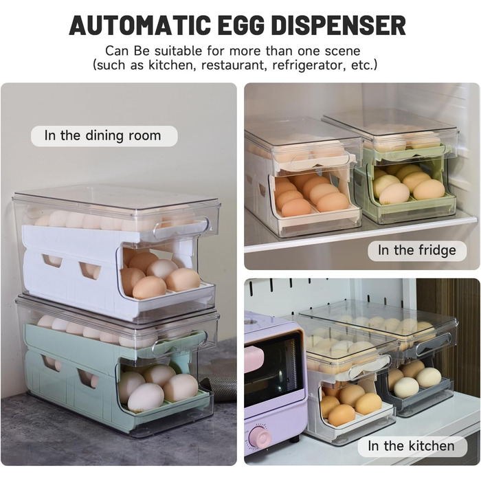 Організатор для яєць Virmate - 24 ячейки, зелений, для холодильника, з кришкою