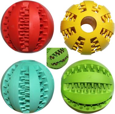 Іграшка для собак AGIA TEX м'яч для ласощів розумові тренування та розваги м'яч для закусок з натурального каучуку (3 шт. и, червоний, жовтий та зелений)