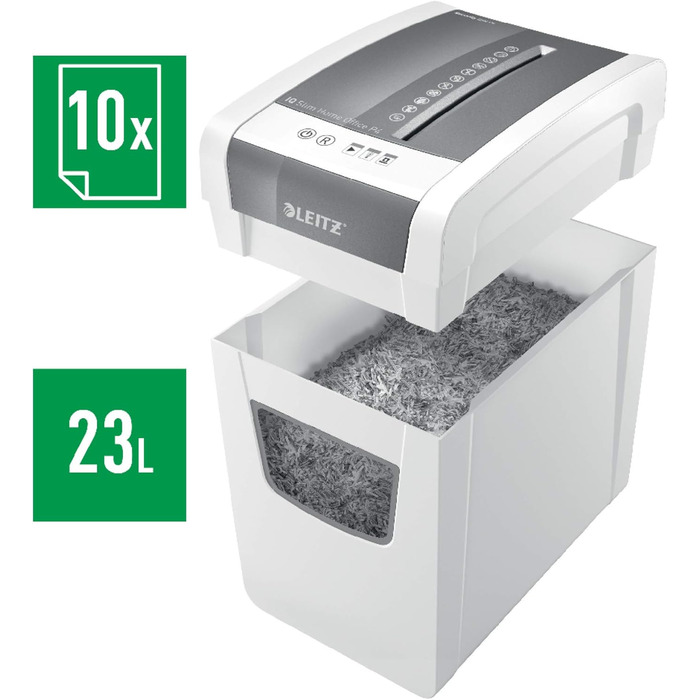 Шредер Leitz IQ Aktenvernichter Home Office: безпечний знищення документів, P4, 23L, для офісу, білий